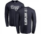 Los Angeles Rams #77 Andrew Whitworth Navy Blue Backer Long Sleeve T-Shirt