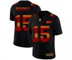 Kansas City Chiefs #15 Patrick Mahomes Black Red Orange Stripe Vapor Limited NFL Jersey