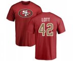 San Francisco 49ers #42 Ronnie Lott Red Name & Number Logo T-Shirt