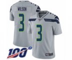Seattle Seahawks #3 Russell Wilson Grey Alternate Vapor Untouchable Limited Player 100th Season Football Jersey