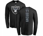 Oakland Raiders #77 Trent Brown Black Backer Long Sleeve T-Shirt