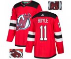 New Jersey Devils #11 Brian Boyle Authentic Red Fashion Gold Hockey Jersey