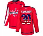 Washington Capitals #30 Ilya Samsonov Authentic Red USA Flag Fashion NHL Jersey