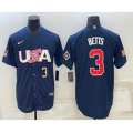 USA Baseball #3 Mookie Betts Number 2023 Navy World Baseball Classic Stitched Jersey