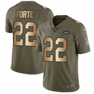 New York Jets #22 Matt Forte Limited Olive Gold 2017 Salute to Service NFL Jersey