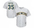 Milwaukee Brewers #35 Brent Suter Replica White Home Cool Base Baseball Jersey