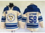 Pittsburgh Penguins #58 Kris Letang Cream Sawyer Hooded Sweatshirt Stitched NHL Jersey