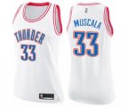 Women's Oklahoma City Thunder #33 Mike Muscala Swingman White Pink Fashion Basketball Jersey