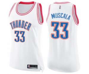 Women\'s Oklahoma City Thunder #33 Mike Muscala Swingman White Pink Fashion Basketball Jersey