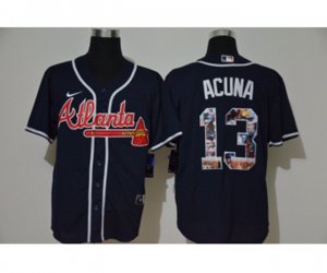 Atlanta Braves #13 Ronald Acuna Jr. Navy Blue Unforgettable Moment Stitched Fashion MLB Cool Base Nike Jersey