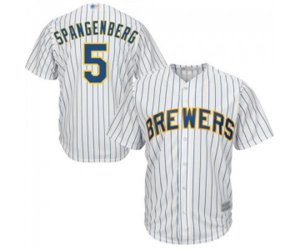 Milwaukee Brewers #5 Cory Spangenberg Replica White Home Cool Base Baseball Jersey