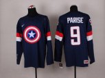 NHL Olympic Team USA #9 Zach Parise Navy Blue Captain America Fashion Stitched Jerseys