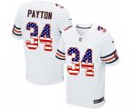 Chicago Bears #34 Walter Payton Elite White Road USA Flag Fashion Football Jersey