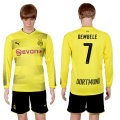 2017-18 Dortmund 7 DEMBELE Home Long Sleeve Soccer Jersey