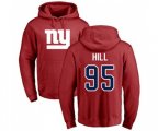 New York Giants #95 B.J. Hill Red Name & Number Logo Pullover Hoodie