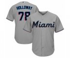 Miami Marlins Jordan Holloway Replica Grey Road Cool Base Baseball Player Jersey