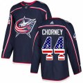 Columbus Blue Jackets #44 Taylor Chorney Authentic Navy Blue USA Flag Fashion NHL Jersey