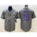 Minnesota Vikings #19 Adam Thielen Grey Gridiron With Patch Cool Base Stitched Baseball Jersey