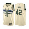 Milwaukee Bucks #42 Robin Lopez Authentic Cream Basketball Jersey - City Edition