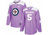 Winnipeg Jets #5 Dmitry Kulikov Purple Authentic Fights Cancer Stitched NHL Jersey