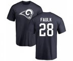 Los Angeles Rams #28 Marshall Faulk Navy Blue Name & Number Logo T-Shirt