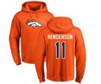 Denver Broncos #11 Carlos Henderson Orange Name & Number Logo Pullover Hoodie