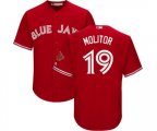 Toronto Blue Jays #19 Paul Molitor Replica Scarlet Alternate Cool Base Baseball Jersey