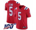 New England Patriots #5 Danny Etling Red Alternate Vapor Untouchable Limited Player 100th Season Football Jersey