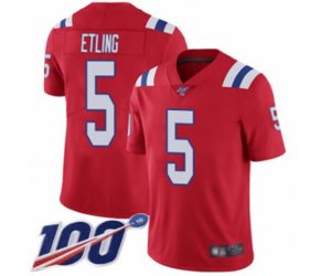 New England Patriots #5 Danny Etling Red Alternate Vapor Untouchable Limited Player 100th Season Football Jersey