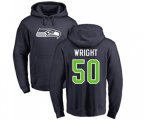 Seattle Seahawks #50 K.J. Wright Navy Blue Name & Number Logo Pullover Hoodie