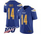 Los Angeles Chargers #14 Dan Fouts Limited Electric Blue Rush Vapor Untouchable 100th Season Football Jersey
