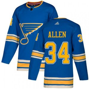St. Louis Blues #34 Jake Allen Blue Alternate Authentic Stitched NHL Jersey