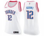 Women's Oklahoma City Thunder #12 Steven Adams Swingman White Pink Fashion Basketball Jersey