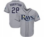 Tampa Bay Rays #28 Daniel Robertson Replica Grey Road Cool Base Baseball Jersey