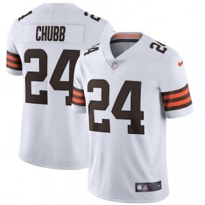 Cleveland Browns #24 Nick Chubb Men\'s White 2020 Vapor Limited Jersey
