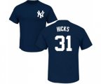 MLB Nike New York Yankees #31 Aaron Hicks Navy Blue Name & Number T-Shirt