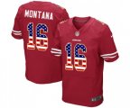 San Francisco 49ers #16 Joe Montana Elite Red Home USA Flag Fashion Football Jersey