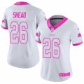 Women Detroit Lions #26 DeShawn Shead Limited White Pink Rush Fashion NFL Jersey