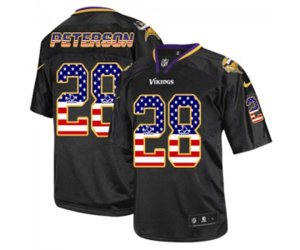 Minnesota Vikings #28 Adrian Peterson Elite Black USA Flag Fashion Football Jersey