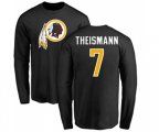 Washington Redskins #7 Joe Theismann Black Name & Number Logo Long Sleeve T-Shirt