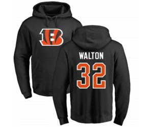 Cincinnati Bengals #32 Mark Walton Black Name & Number LogoPullover Hoodie