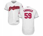 Cleveland Indians #59 Carlos Carrasco White Home Flex Base Authentic Collection Baseball Jersey