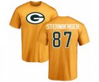 Green Bay Packers #87 Jace Sternberger Gold Name & Number Logo T-Shirt
