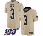 New Orleans Saints #3 Wil Lutz Limited Gold Inverted Legend 100th Season Football Jersey