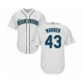 Seattle Mariners #43 Art Warren Authentic White Home Cool Base Baseball Player Jersey