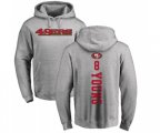 San Francisco 49ers #8 Steve Young Ash Backer Pullover Hoodie