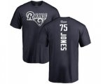 Los Angeles Rams #75 Deacon Jones Navy Blue Backer T-Shirt