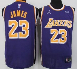 Los Angeles Lakers #23 LeBron James Authentic Purple Jerseys