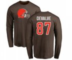 Cleveland Browns #87 Seth DeValve Brown Name & Number Logo Long Sleeve T-Shirt