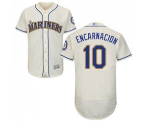 Seattle Mariners #10 Edwin Encarnacion Cream Alternate Flex Base Authentic Collection Baseball Jersey